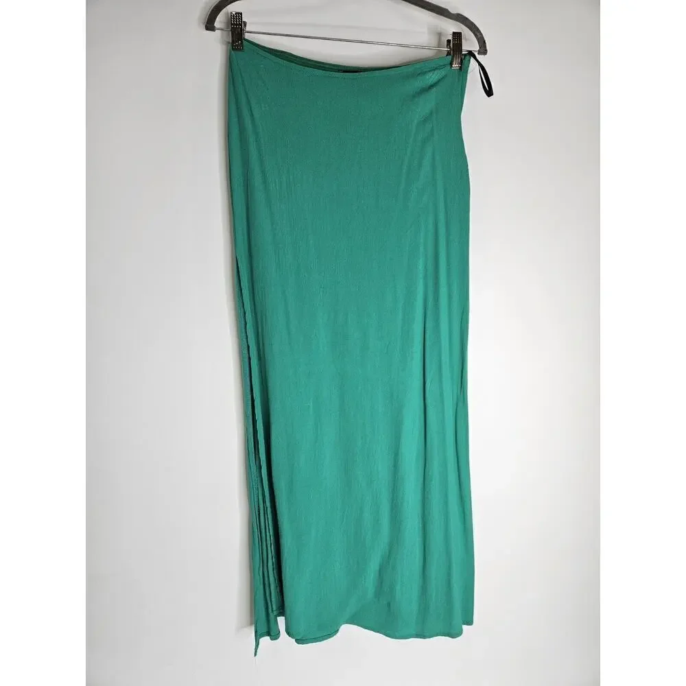 Honey Punch Long Pencil Skirt Side Slit Lightweight Size Medium Green Summer